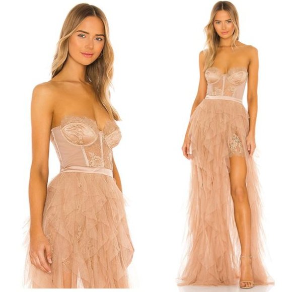 For Love And Lemons Dresses & Skirts - For Love & Lemons X REVOLVE | NEW Bustier Corset Formal Gown Warm Taupe Size XL